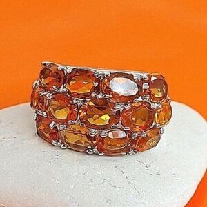 Natural Dark‎ Gold Citrine 925 Sterling Silver Ring Sz 65